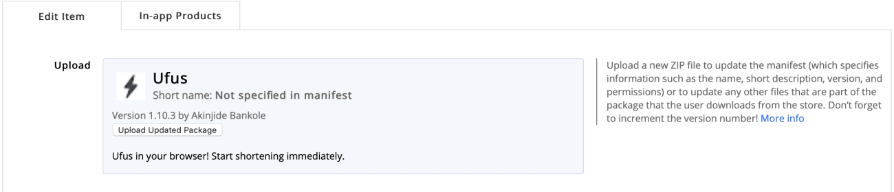 Chrome Web Store Upload Interface