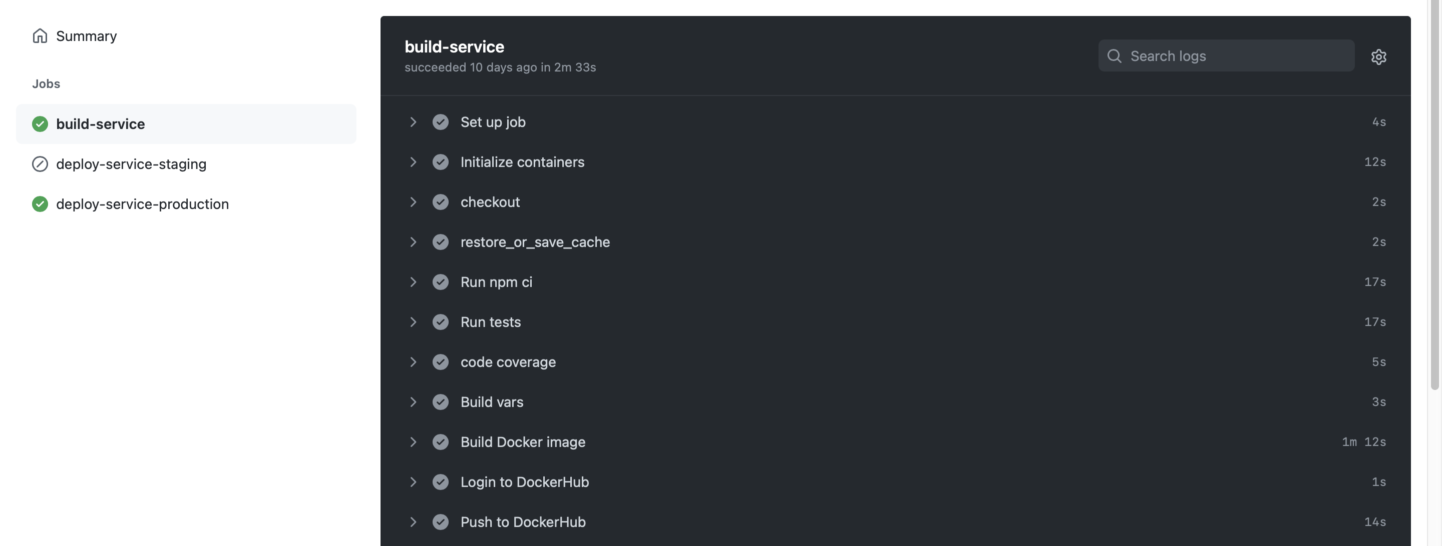 GitHub Action Service Build Interface