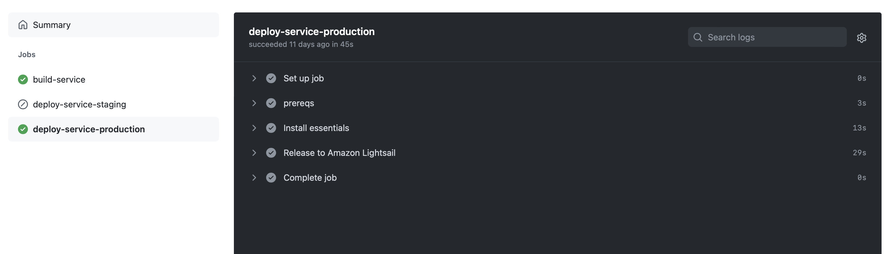 GitHub Action Service Deploy Interface