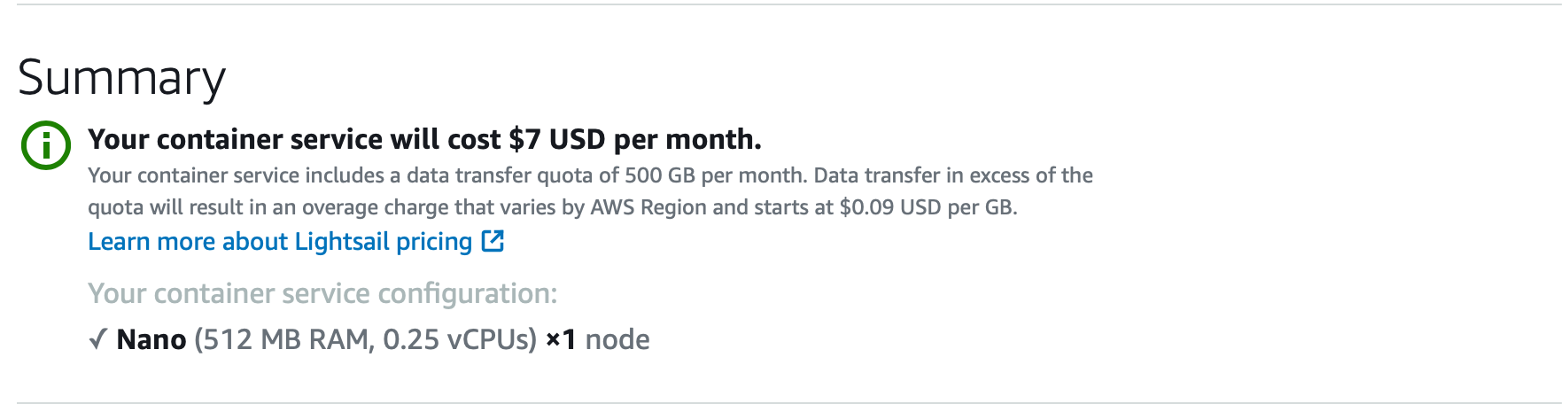 Amazon Lightsail Nano Pricing